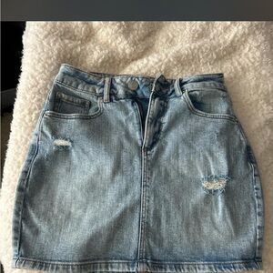 Garage Light Blue Distressed Denim Mini Skirt